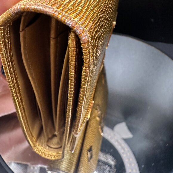MCM Gold Leather Studded Tri-Fold Wallet- EUC - Picture 10 of 11